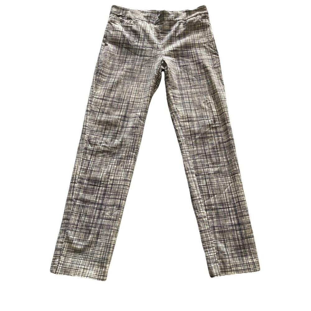 New Directions Women’s 12 Dress Pants Straight Legs Striped Lines White Gray